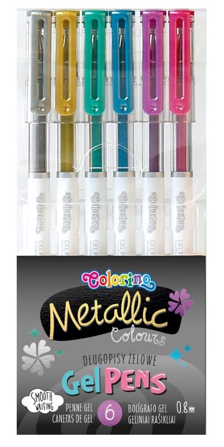 Colorino, długopisy żelowe, metaliczne, 6 kolorów