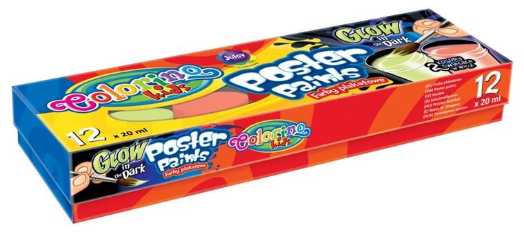 Colorino, farby plakatowe Glow, 20 ml, 12 kolorów
