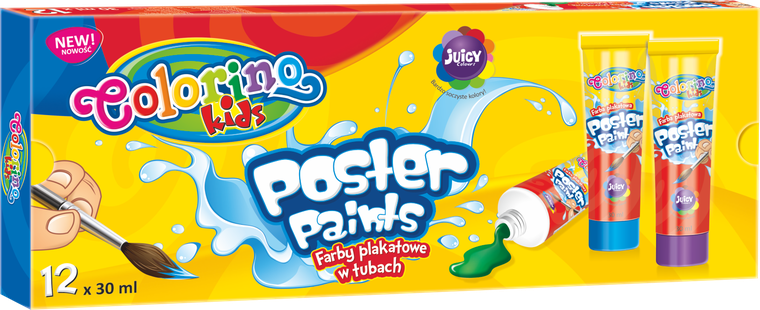 Colorino, farby plakatowe w tubach, 12 kolorów, 30 ml