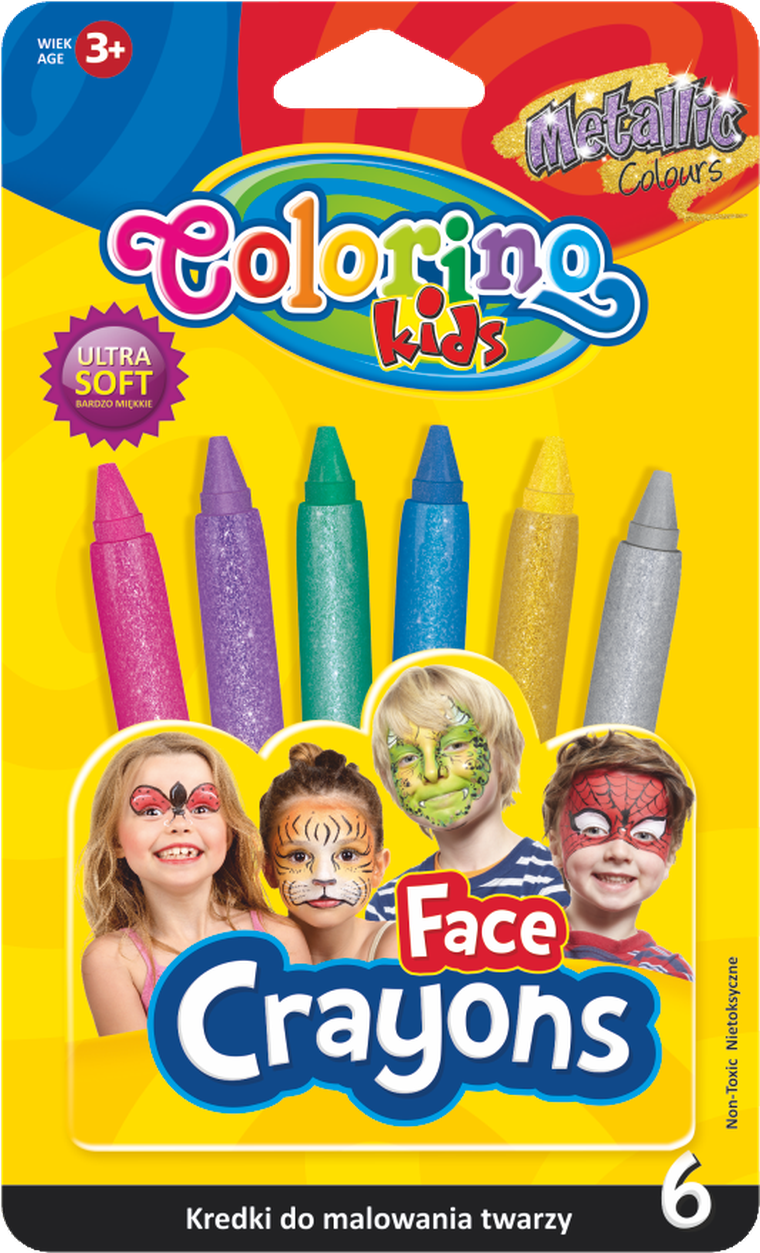Colorino, kredki Metallic do malowania twarzy, 6 kolorów