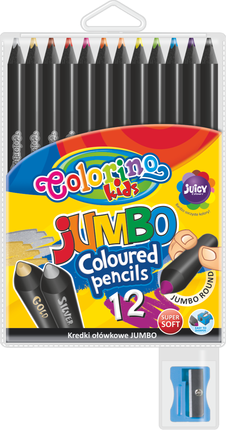Colorino, kredki ołówkowe Jumbo, okrągłe, 12 kolorów