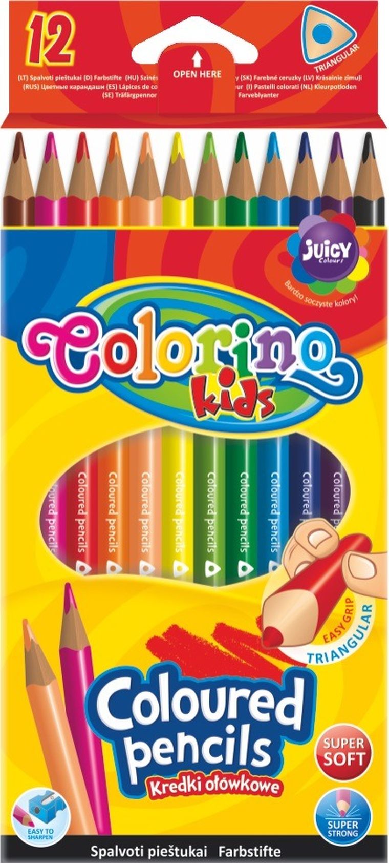 Colorino, kredki ołówkowe trójkątne, 12 kolorów