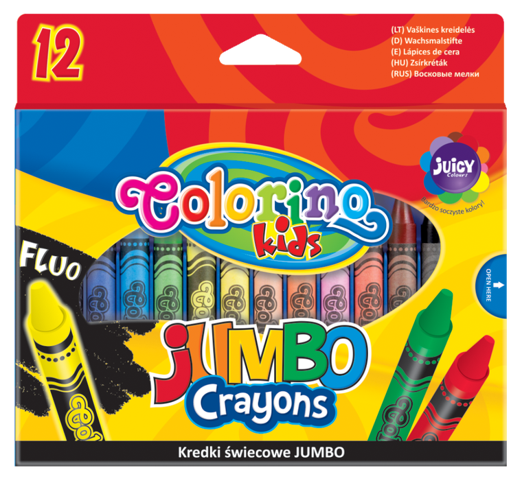 Colorino, kredki świecowe, Jumbo, 12 kolorów