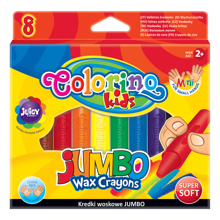 Colorino, kredki świecowe, okrągłe Jumbo, 8 kolorów
