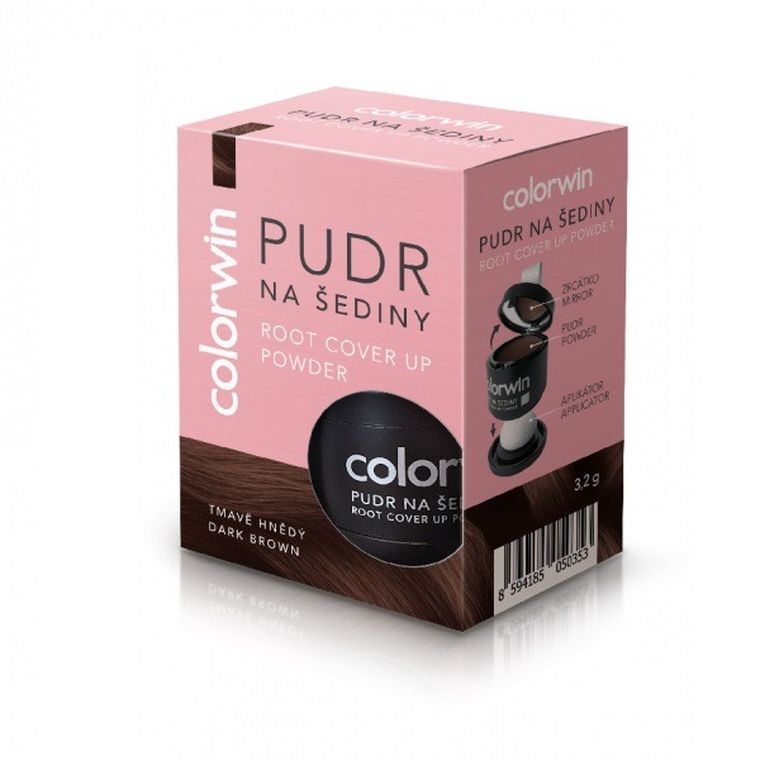 Colorwin, puder kryjący odrost i zwiększający objętość włosów, Ciemny Brąz, 3.2g