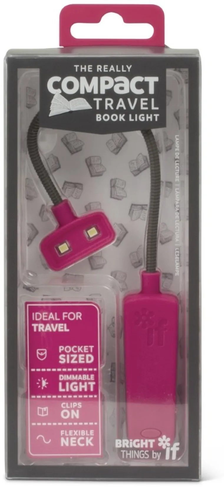 Compact Book Light, lampka do książki, różowa