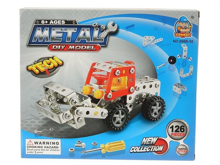 Conmay, konstruktor metalowy, traktor, klocki, 126 elementów