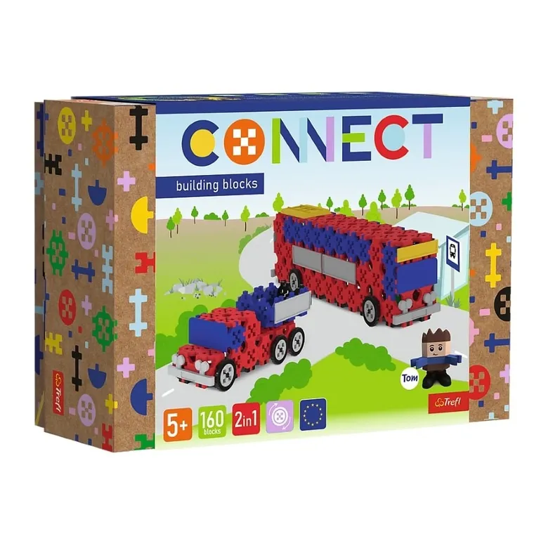 Connect, 2w1, Autobus, Auto z naczepą, klocki konstrukcyjne, 160 elementów, 61973