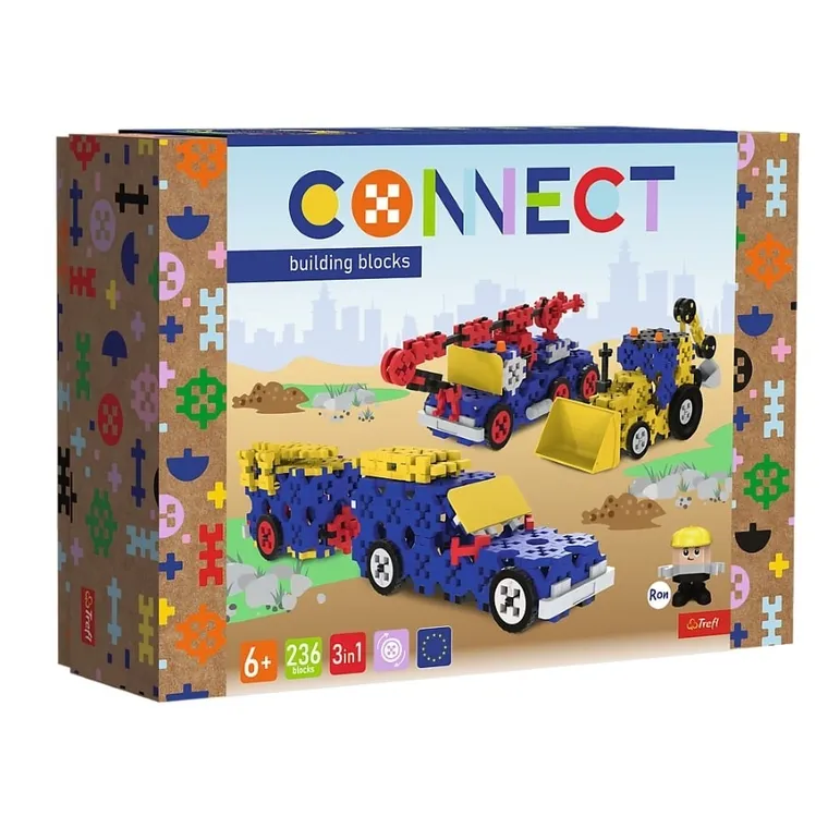 Connect, 3w1, Pojazdy budowlane, SUV z przyczepą, klocki konstrukcyjne, 236 elementów, 61979