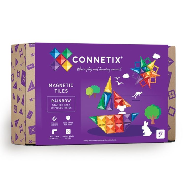 Connetix, Rainbow Starter Pack, klocki magnetyczne, 60 elementów