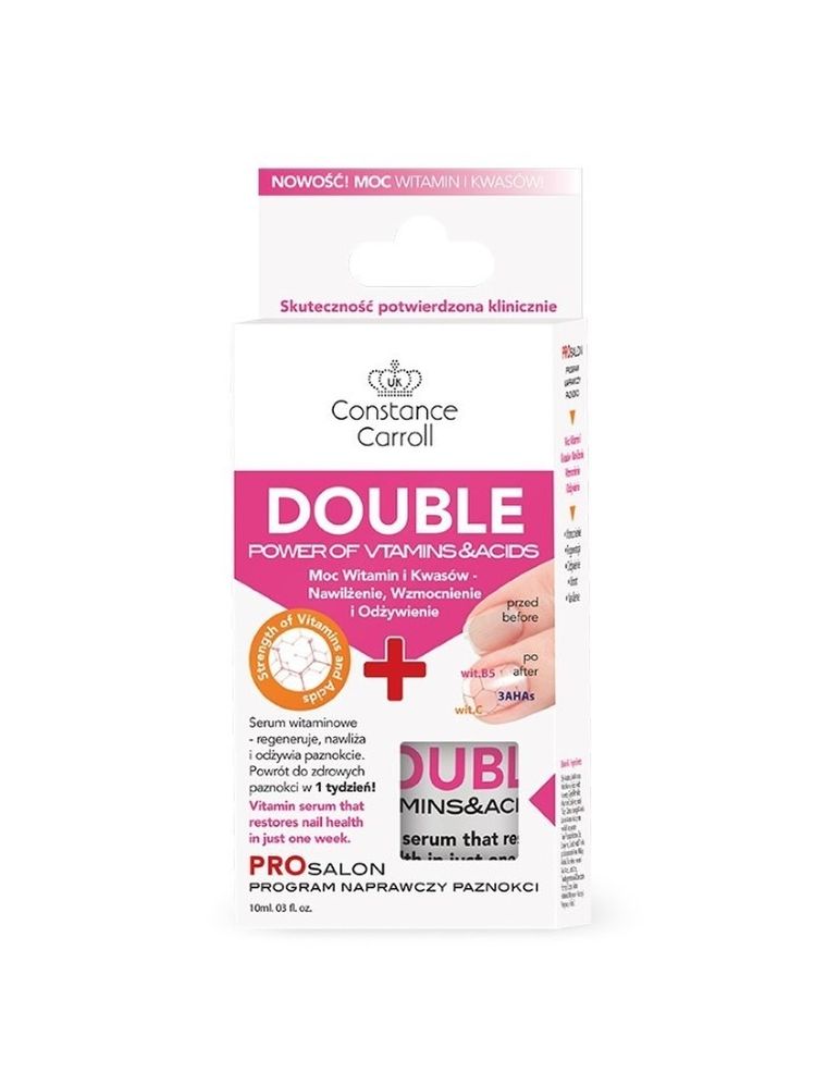 Constance Carroll, Nail Care, odżywka do paznokci, Double Power of Vitamins&Acids, 10 ml