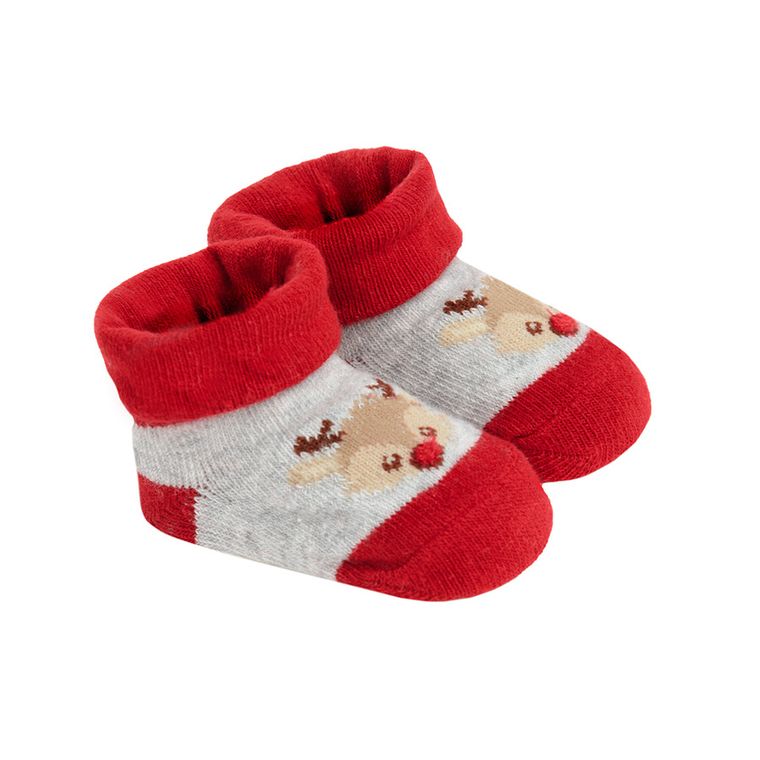 Cool Club, Antypoślizgowe skarpetki chłopięce, szaro-czerwone