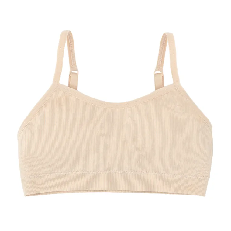 Cool Club, Biustonosz dziewczęcy, prążkowany, beżowy, mikrofibra
