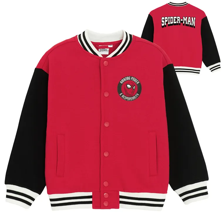 Cool Club, Bluza bejsbolówka chłopięca, rozpinana, czerwona, Spider-Man