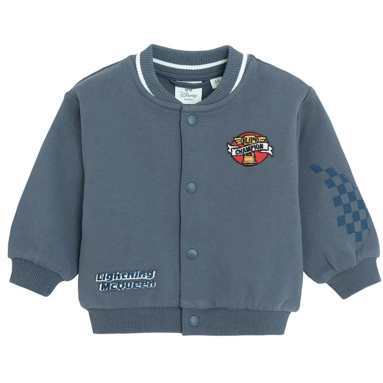 Cool Club, Bluza bejsbolówka chłopięca, rozpinana, niebieska, Auta