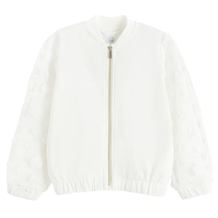 Cool Club, Bluza bomberka dziewczęca, rozpinana, biała