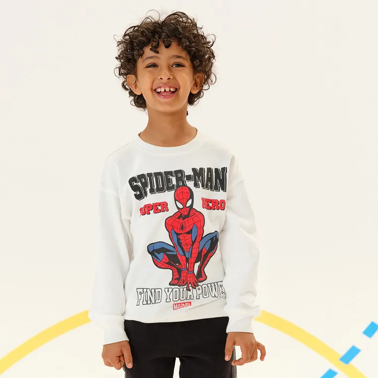 Cool Club, Bluza chłopięca, cienka, biała, Spider-Man