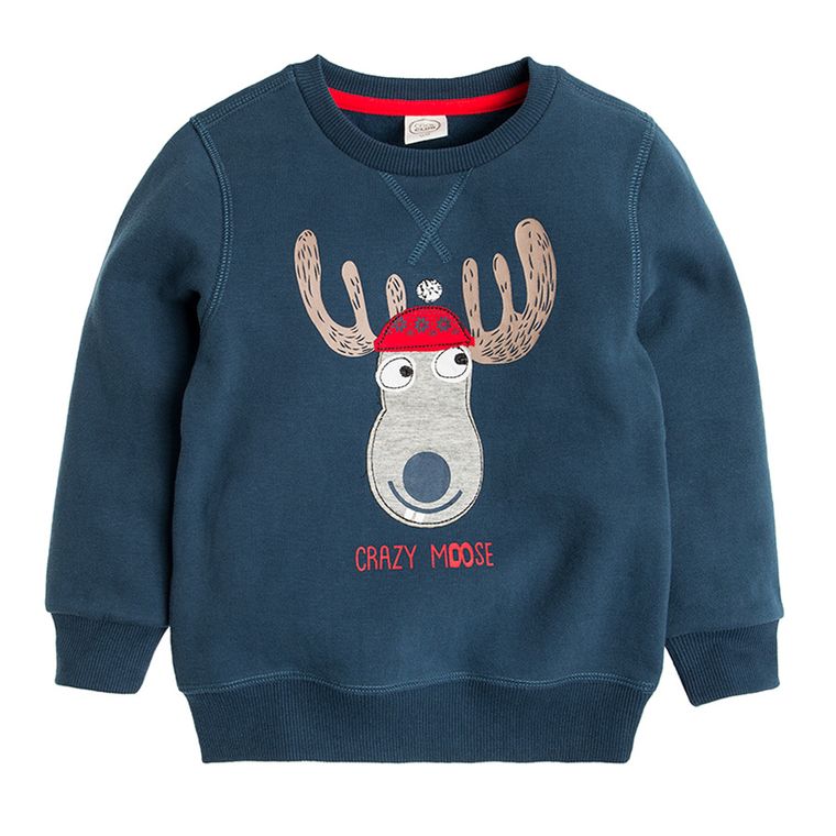 Cool Club, Bluza chłopięca, granatowa, renifer, Crazy Moose