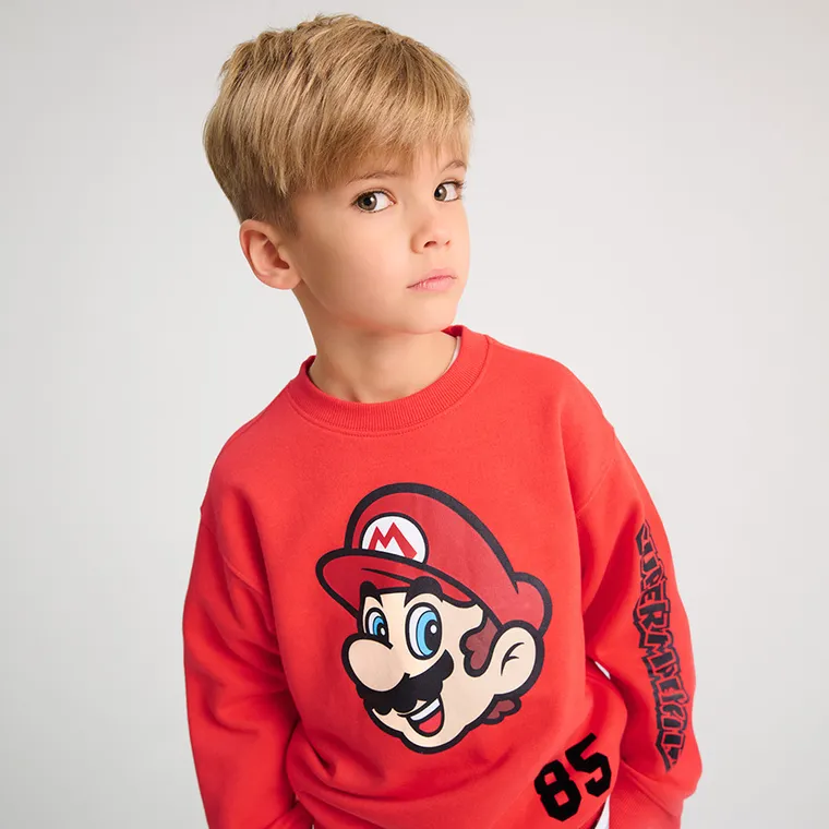 Cool Club, Bluza chłopięca, ocieplana, czerwona, Super Mario