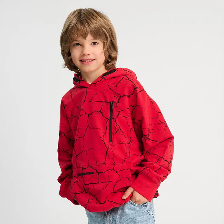 Cool Club, Bluza chłopięca z kapturem, oversize, czerwona