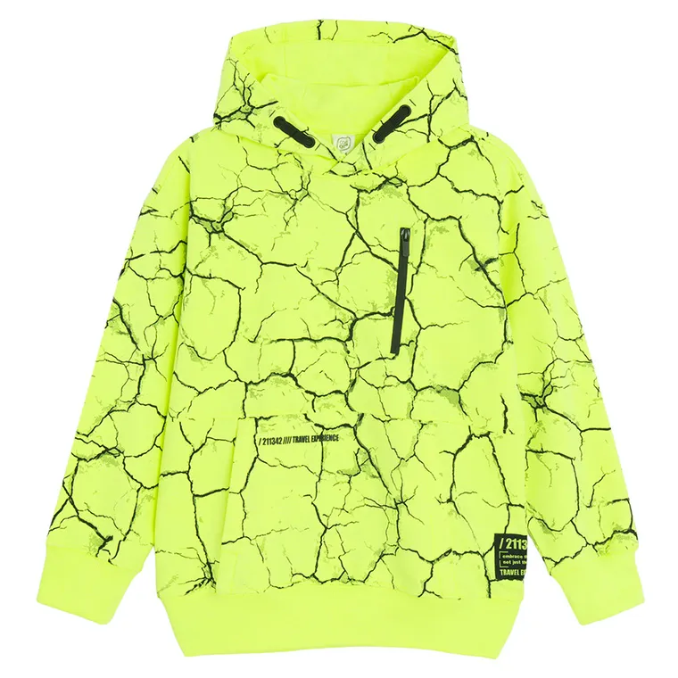 Cool Club, Bluza chłopięca z kapturem, oversize, zielona neonowa