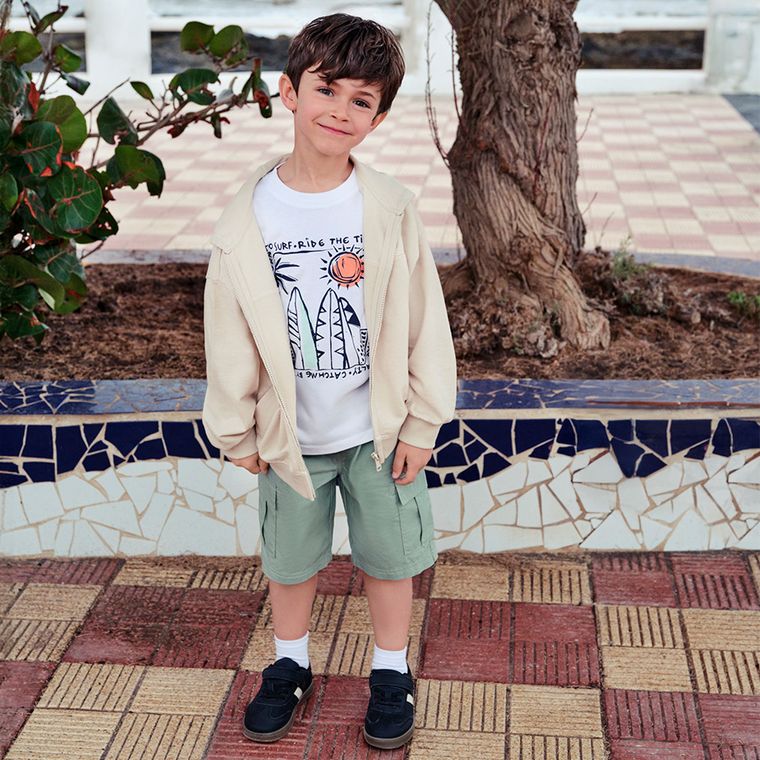 Cool Club, Bluza chłopięca z kapturem, rozpinana, baggy, beżowa