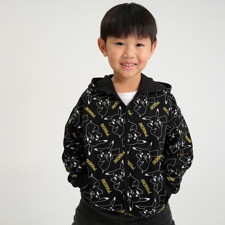 Cool Club, Bluza chłopięca z kapturem, rozpinana, czarna, Pokemon