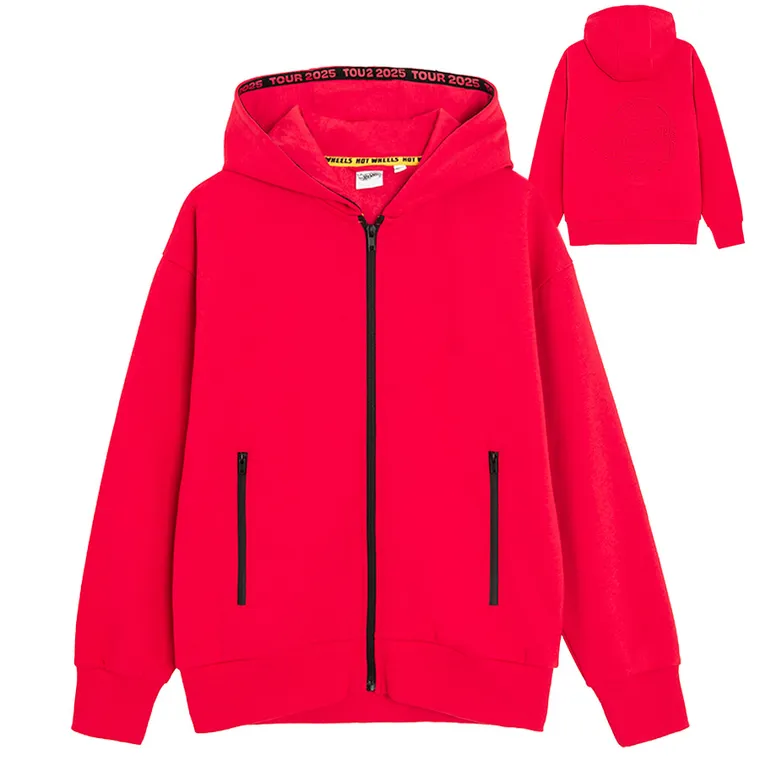 Cool Club, Bluza chłopięca z kapturem, rozpinana, czerwona, Hot Wheels