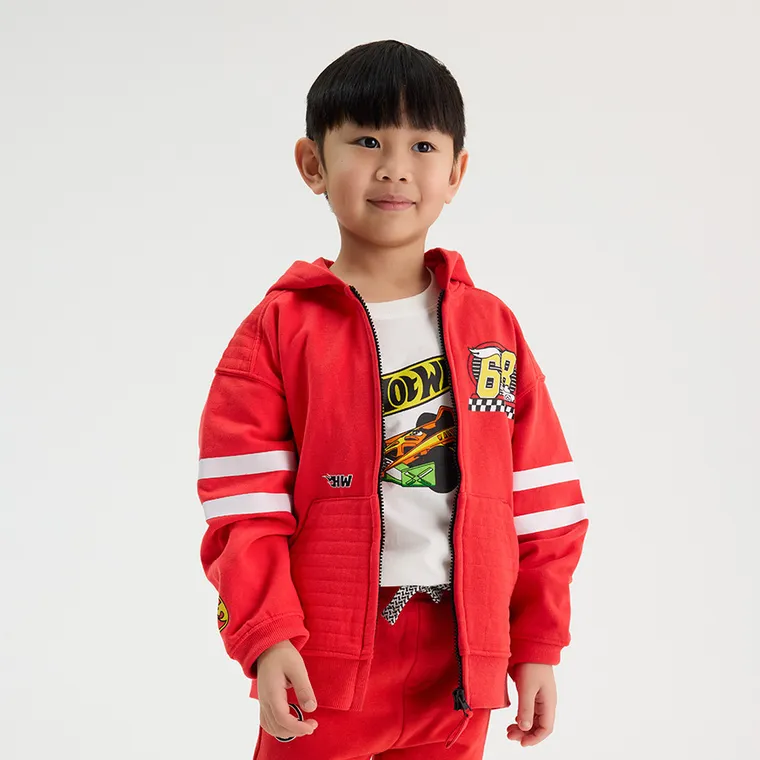 Cool Club, Bluza chłopięca z kapturem, rozpinana, czerwona, Hot Wheels