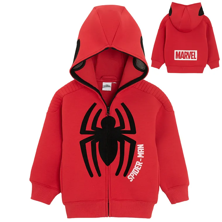 Cool Club, Bluza chłopięca z kapturem, rozpinana, czerwona, Spider-Man