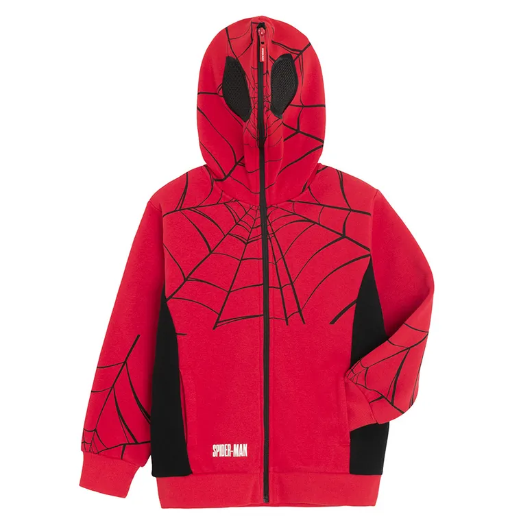 Cool Club, Bluza chłopięca z kapturem, rozpinana, czerwona, Spider-Man