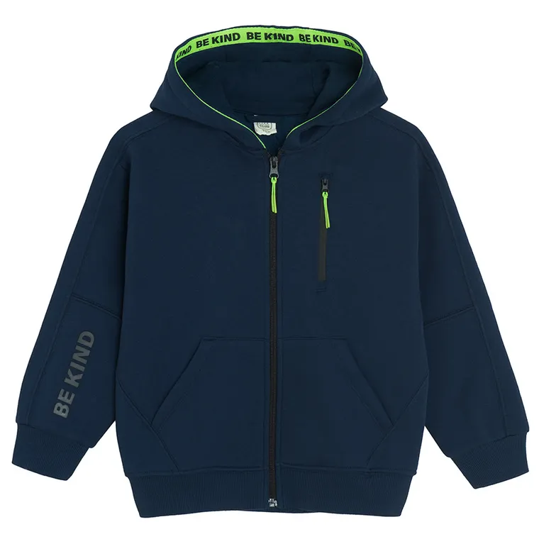 Cool Club, Bluza chłopięca z kapturem, rozpinana, ocieplana, granatowa