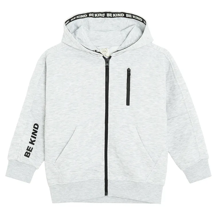 Cool Club, Bluza chłopięca z kapturem, rozpinana, ocieplana, szara melanż