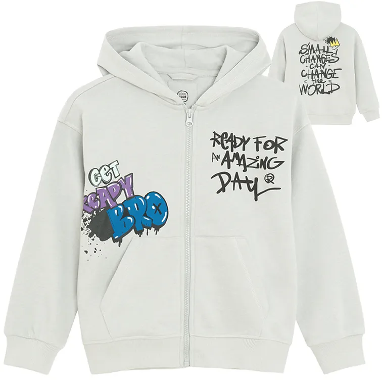 Cool Club, Bluza chłopięca z kapturem, rozpinana, szara