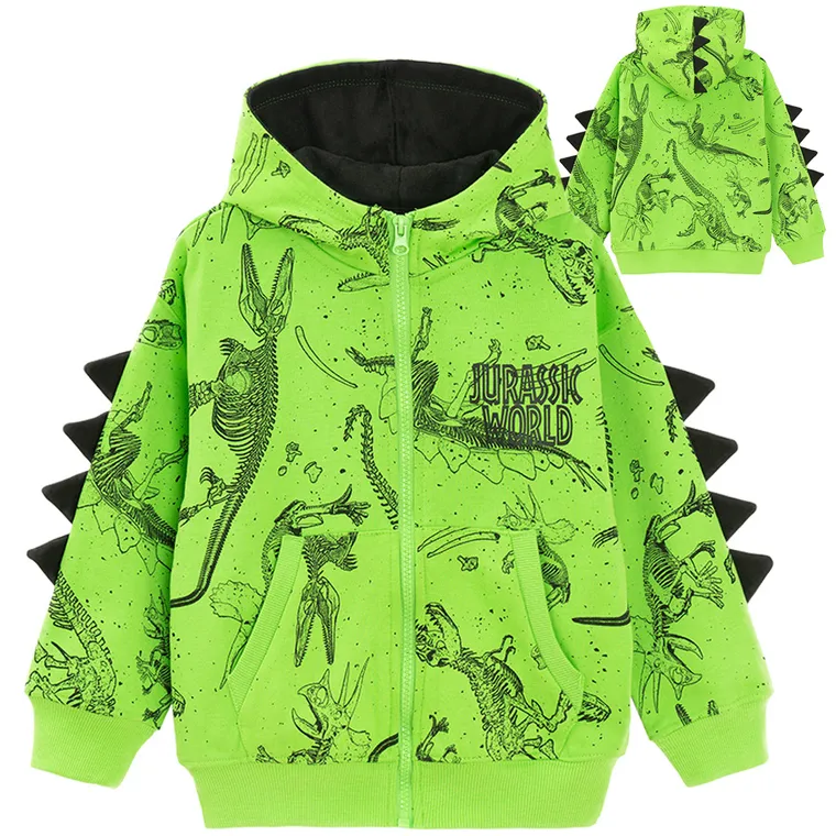Cool Club, Bluza chłopięca z kapturem, rozpinana, zielona, Jurassic World
