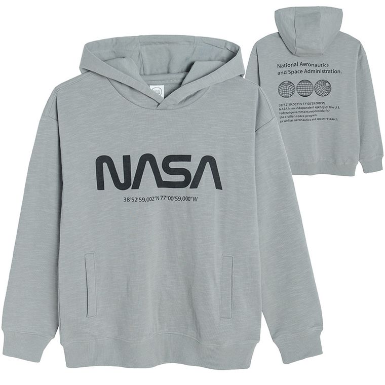Cool Club, Bluza chłopięca z kapturem, szara, NASA