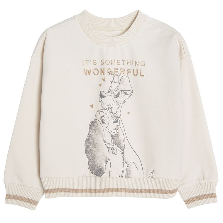 Cool Club, Bluza dziewczęca, beżowa, Zakochany Kundel