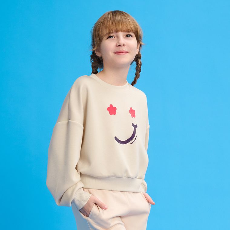 Cool Club, Bluza dziewczęca, crop top, ecru