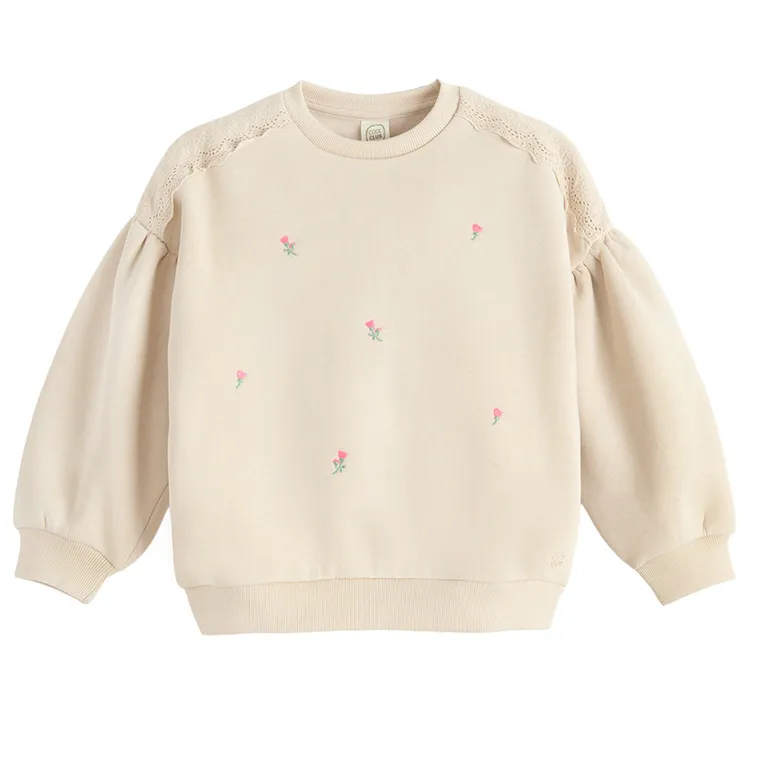 Cool Club, Bluza dziewczęca, ocieplana, beżowa