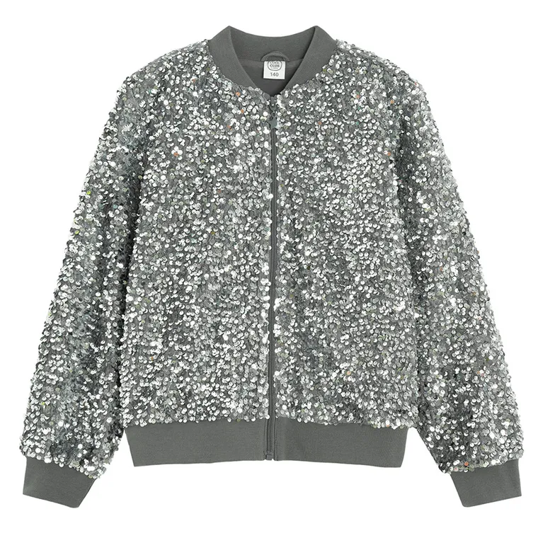 Cool Club, Bluza dziewczęca, rozpinana, srebrna