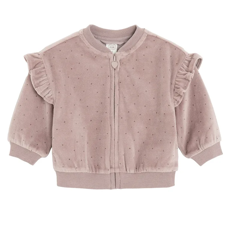 Cool Club, Bluza dziewczęca, rozpinana, welurowa, fioletowa