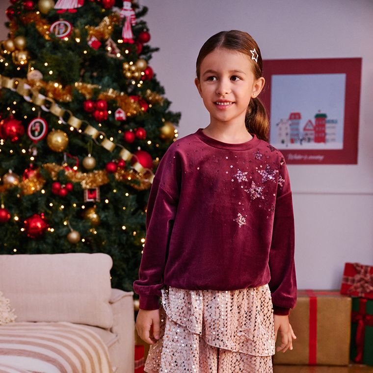 Cool Club, Bluza dziewczęca, welurowa, bordowa