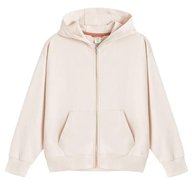 Cool Club, Bluza dziewczęca z kapturem, rozpinana, beżowa