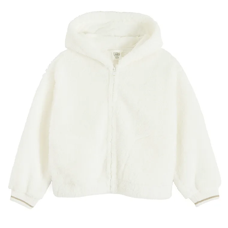 Cool Club, Bluza dziewczęca z kapturem, rozpinana, biała