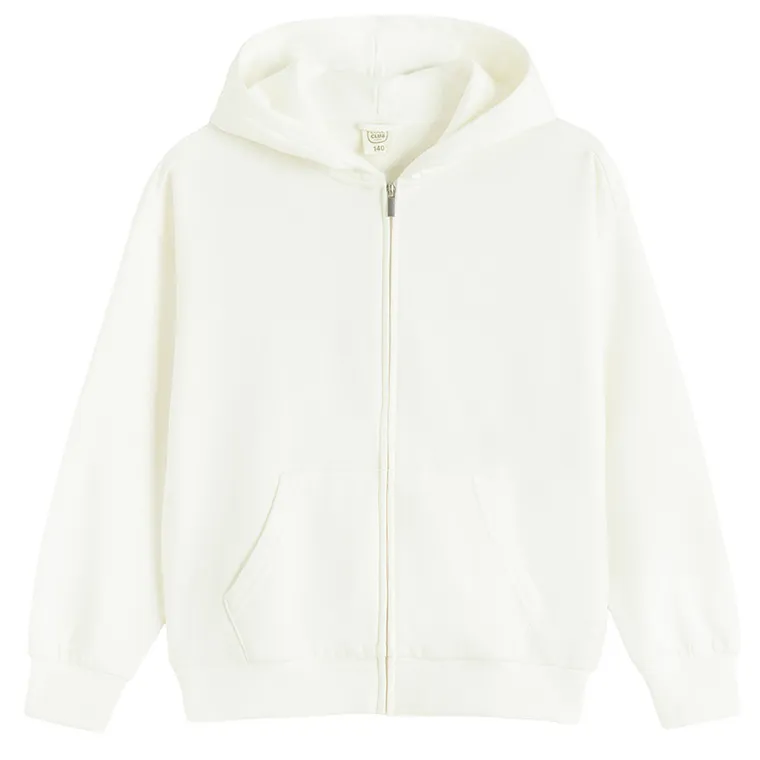 Cool Club, Bluza dziewczęca z kapturem, rozpinana, biała