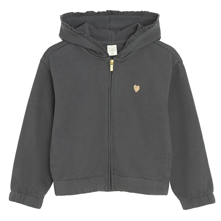 Cool Club, Bluza dziewczęca z kapturem, rozpinana, crop top, szara