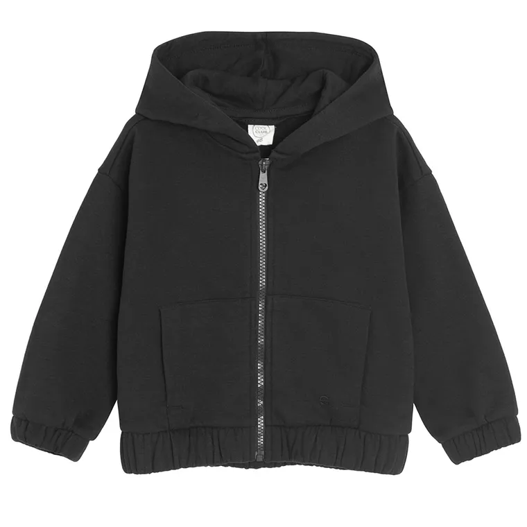 Cool Club, Bluza dziewczęca z kapturem, rozpinana, czarna