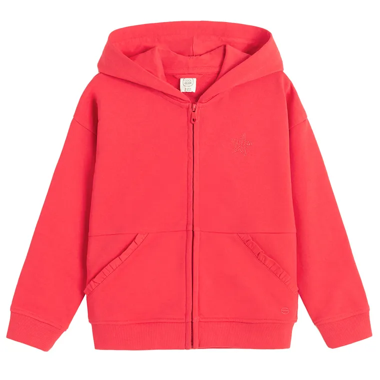 Cool Club, Bluza dziewczęca z kapturem, rozpinana, czerwona