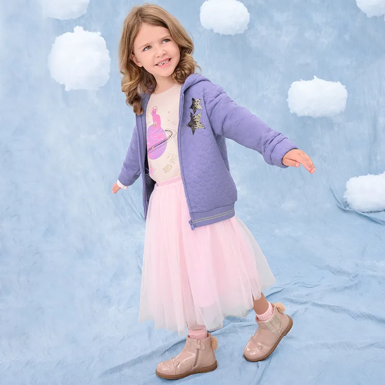 Cool Club, Bluza dziewczęca z kapturem, rozpinana, fioletowa