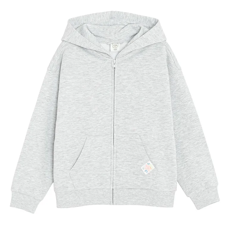 Cool Club, Bluza dziewczęca z kapturem, rozpinana, ocieplana, szara melanż